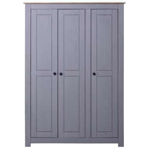 Klædeskab med 3 låger 118 x 50 x 171,5 cm fyrretræ grå Panama