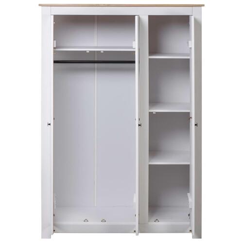Klædeskab med 3 låger 118 x 50 x 171,5 cm fyrretræ hvid Panama