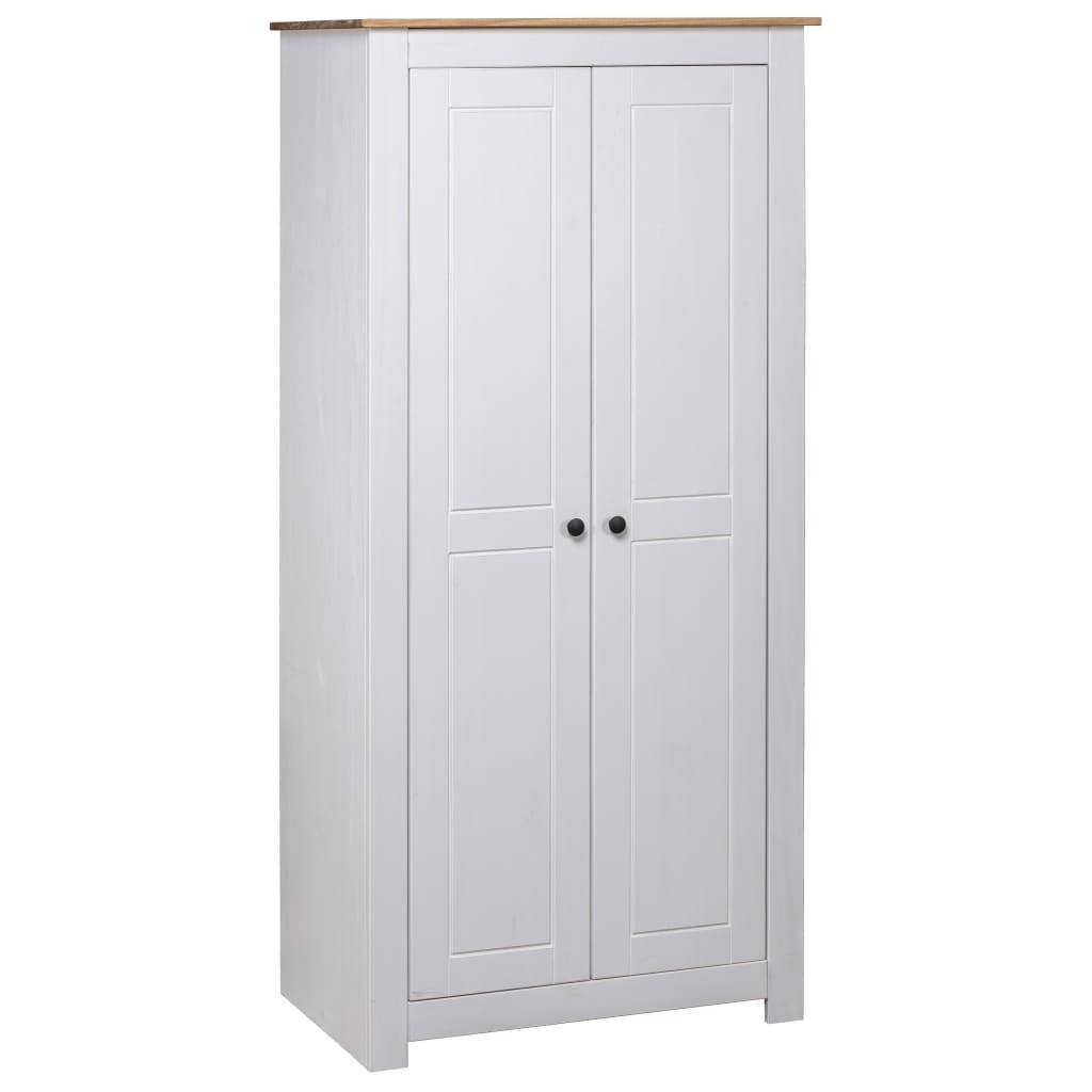 Klædeskab Panama-serien 80x50x171,5 cm massivt fyrretræ hvid