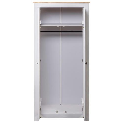 Klædeskab Panama-serien 80x50x171,5 cm massivt fyrretræ hvid
