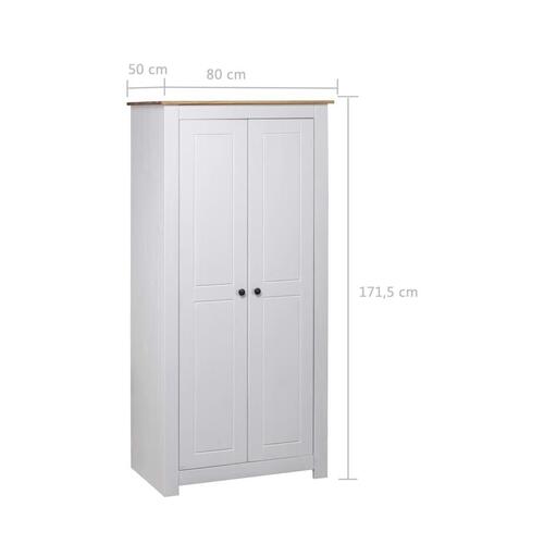Klædeskab Panama-serien 80x50x171,5 cm massivt fyrretræ hvid