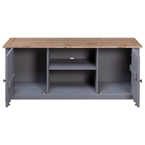 Tv-bord Panama-serien 120x40x50 cm massivt fyrretræ grå