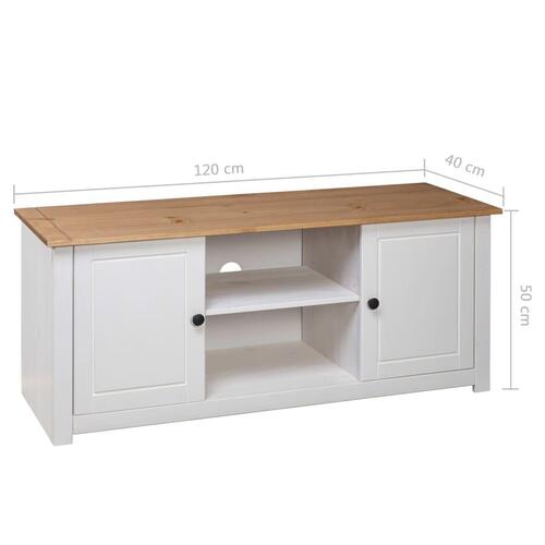 Tv-bord Panama-serien 120x40x50 cm massivt fyrretræ hvid