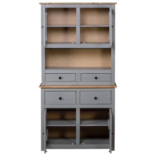 Skænk Panama-serien 93x40x80 cm massivt fyrretræ grå