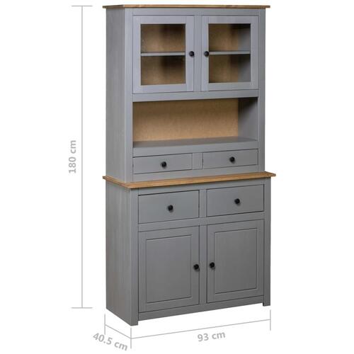 Skænk Panama-serien 93x40x80 cm massivt fyrretræ grå