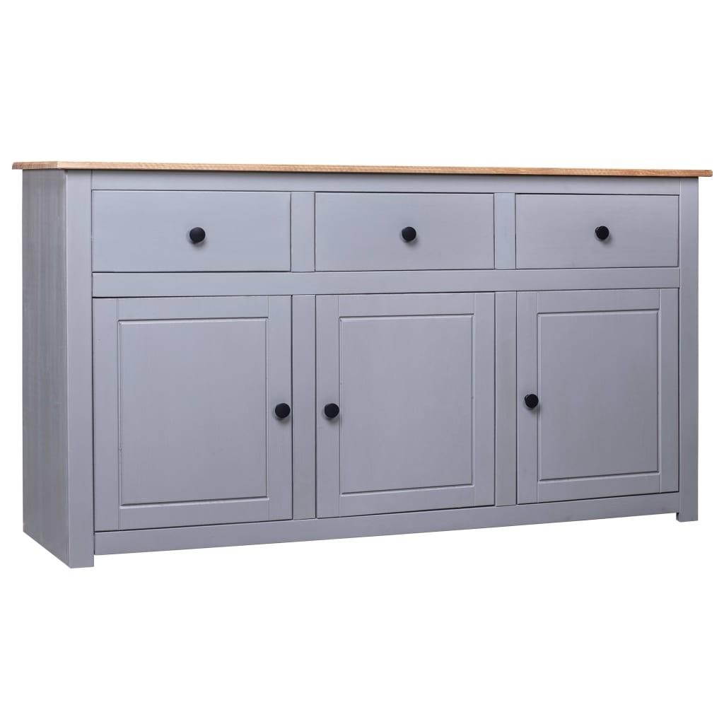 Skænk Panama-serien 135x40x80 cm massivt fyrretræ grå