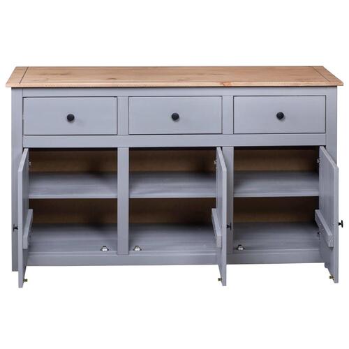Skænk Panama-serien 135x40x80 cm massivt fyrretræ grå