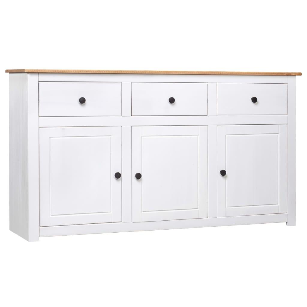 Skænk Panama-serien 135x40x80 cm massivt fyrretræ hvid