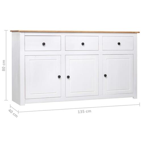 Skænk Panama-serien 135x40x80 cm massivt fyrretræ hvid
