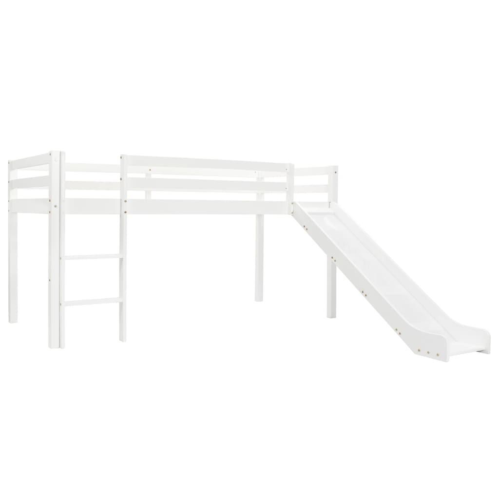 Loftseng til børn med rutsjebane og stige fyrretræ 97 x 208 cm