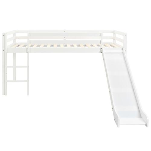Loftseng til børn med rutsjebane og stige fyrretræ 97 x 208 cm