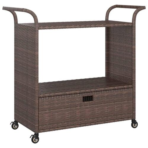 Barvogn med skuffe 100x45x97 cm polyrattan brun