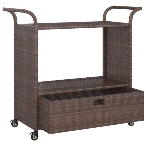 Barvogn med skuffe 100x45x97 cm polyrattan brun