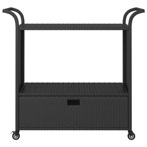 Barvogn med skuffe 100x45x97 cm polyrattan sort