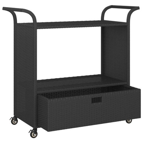 Barvogn med skuffe 100x45x97 cm polyrattan sort