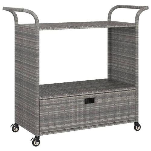 Barvogn med skuffe 100x45x97 cm polyrattan grå