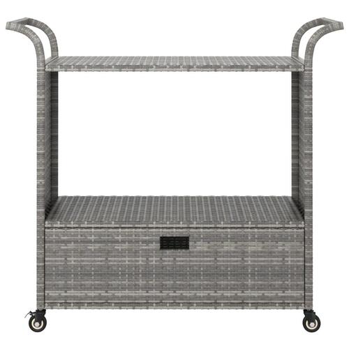 Barvogn med skuffe 100x45x97 cm polyrattan grå