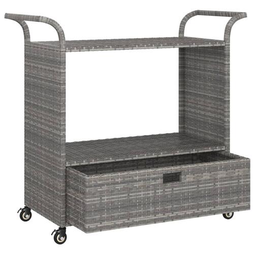 Barvogn med skuffe 100x45x97 cm polyrattan grå