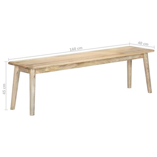 Bænk 160 cm massivt mangotræ