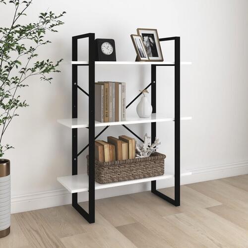 Bogreol 80x30x105 cm konstrueret træ hvid