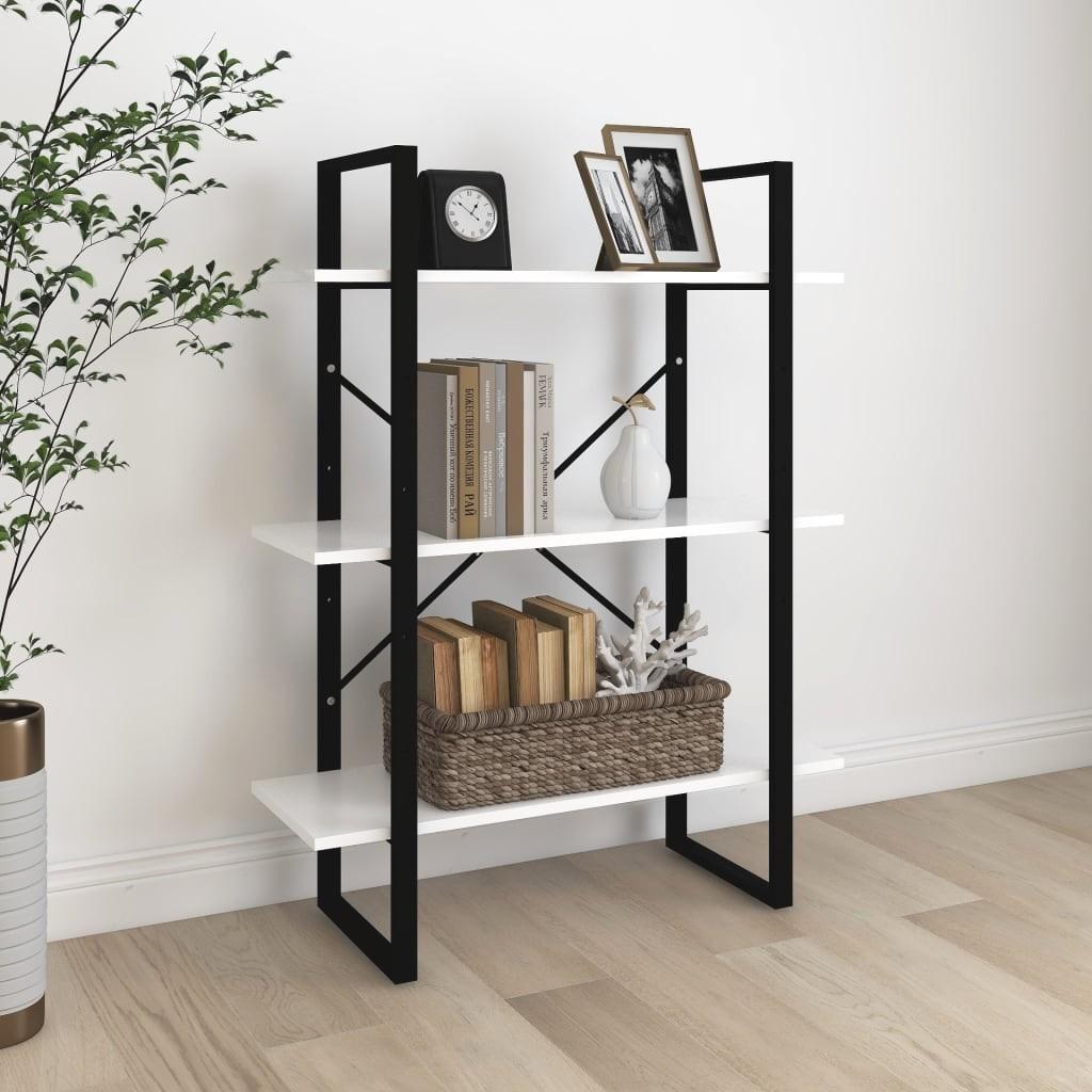 Bogreol 80x30x105 cm konstrueret træ hvid