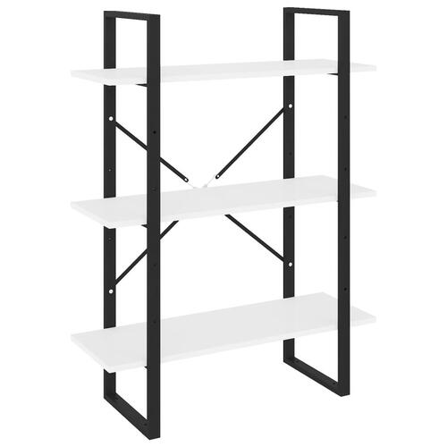 Bogreol 80x30x105 cm konstrueret træ hvid