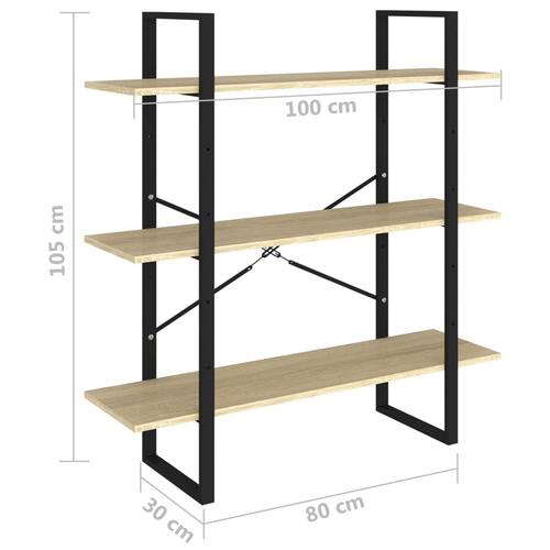 Bogreol 100x30x105 cm spånplade sonoma-eg