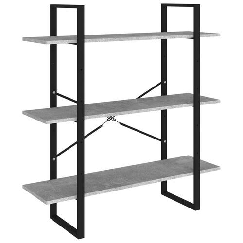 Bogreol 100x30x105 cm konstrueret træ betongrå