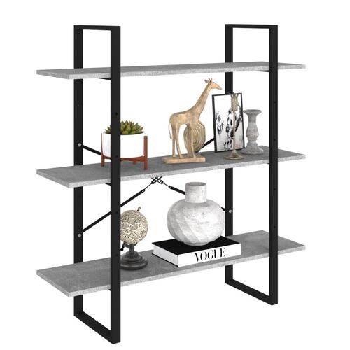 Bogreol 100x30x105 cm konstrueret træ betongrå