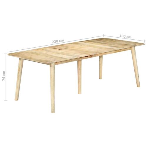 Spisebord 220 x 100 x 76 cm massivt mangotræ