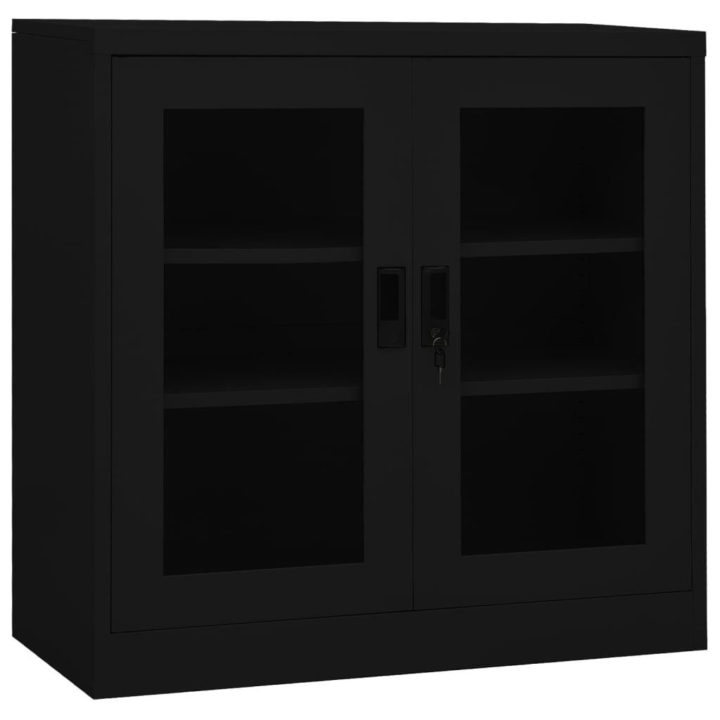 Kontorskab 90x40x90 cm stål sort