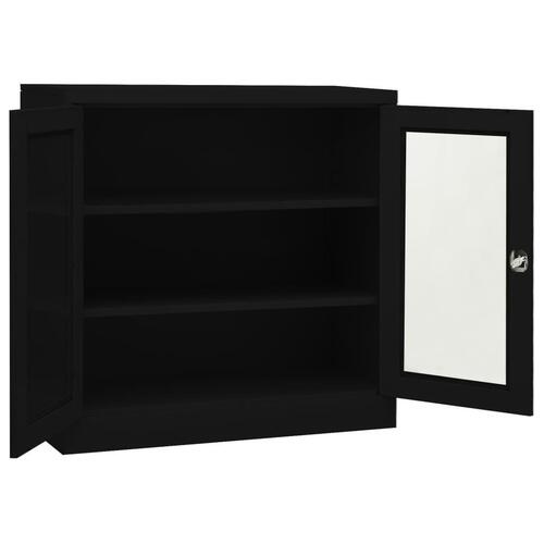 Kontorskab 90x40x90 cm stål sort