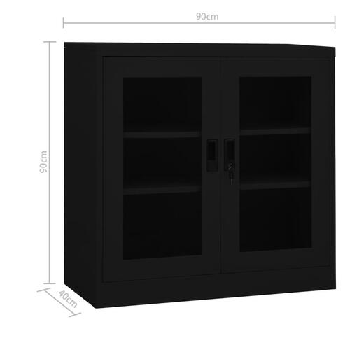 Kontorskab 90x40x90 cm stål sort