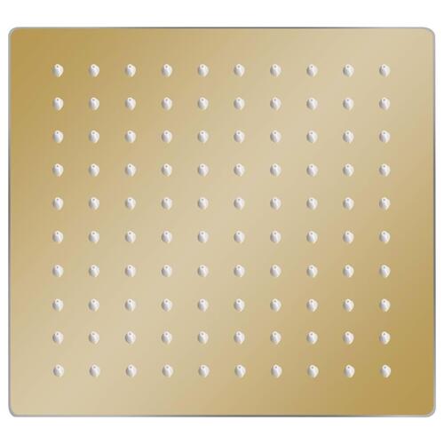 Regnbrusehoved 20x20 cm firkantet rustfrit stål guldfarvet