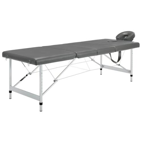 Massagebord med 4 zoner aluminiumsstel 186 x 68 cm antracitgrå
