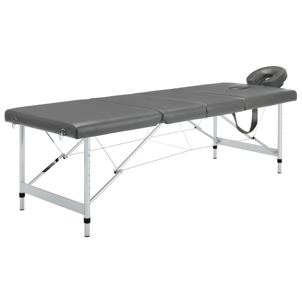 Massagebord med 4 zoner aluminiumsstel 186 x 68 cm antracitgrå