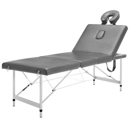 Massagebord med 4 zoner aluminiumsstel 186 x 68 cm antracitgrå