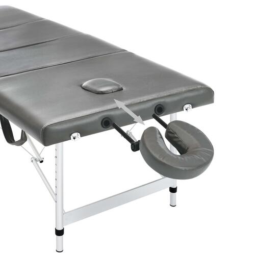 Massagebord med 4 zoner aluminiumsstel 186 x 68 cm antracitgrå