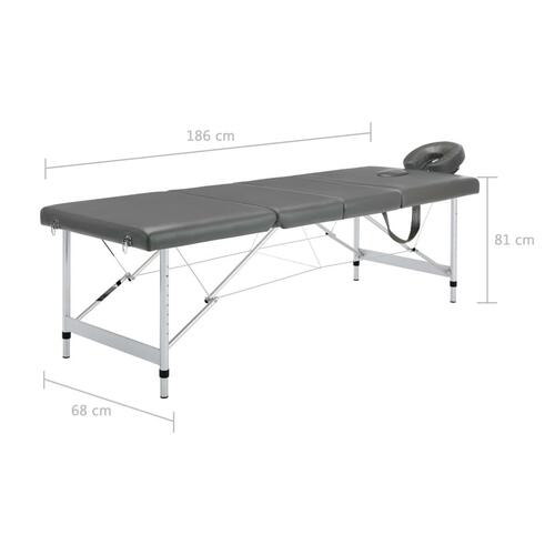 Massagebord med 4 zoner aluminiumsstel 186 x 68 cm antracitgrå