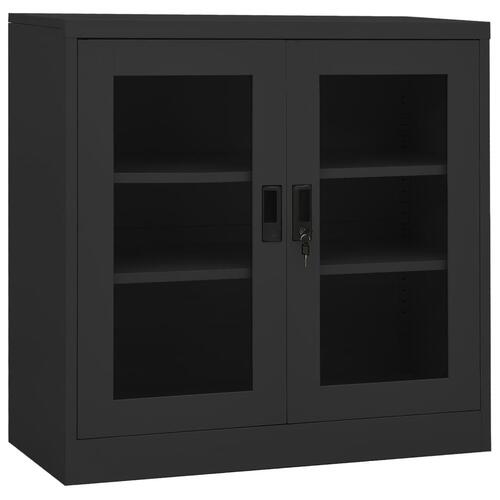 Kontorskab 90x40x90 cm stål antracitgrå