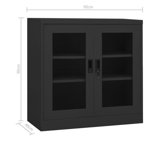 Kontorskab 90x40x90 cm stål antracitgrå