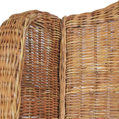 Lænestol med hynde naturlig rattan og hør lysebrun