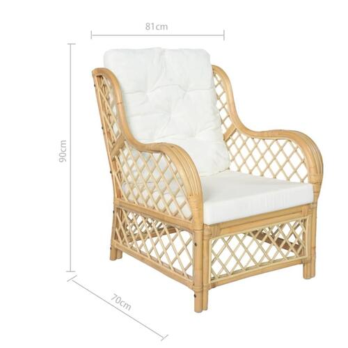 Sofa med hynde naturlig rattan og linned
