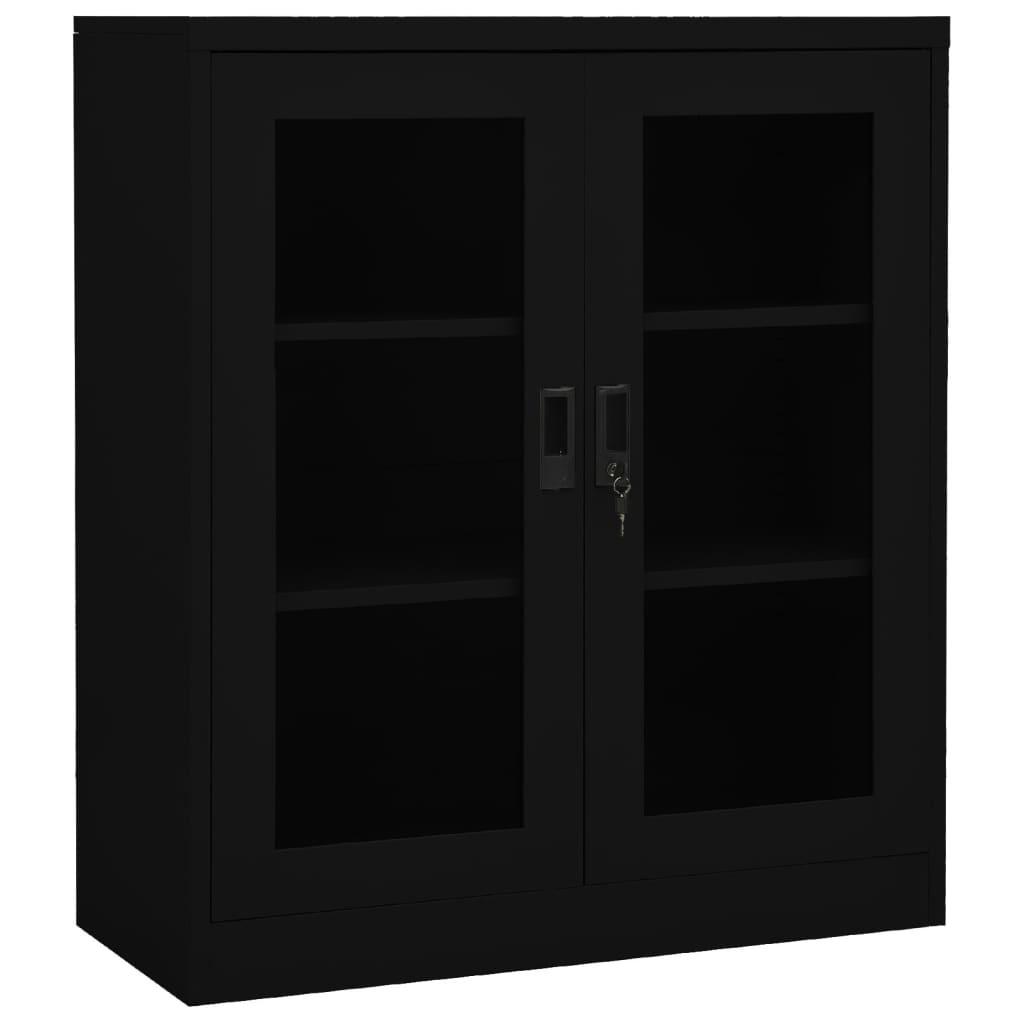 Kontorskab 90x40x105 cm stål sort