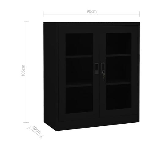 Kontorskab 90x40x105 cm stål sort