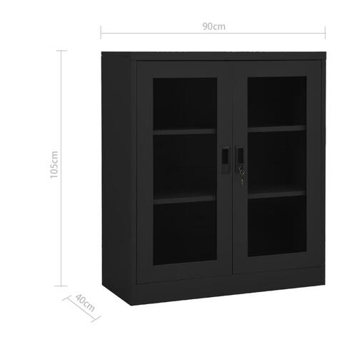 Kontorskab 90x40x105 cm stål antracitgrå