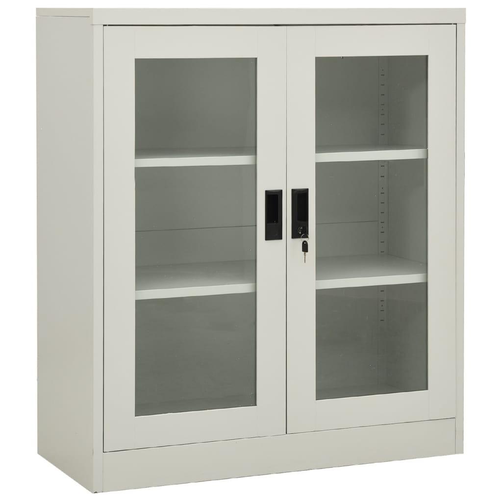 Kontorskab 90x40x105 cm stål lysegrå