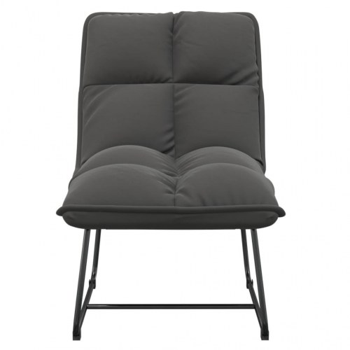 Lænestol med metalstel fløjl mørkegrå