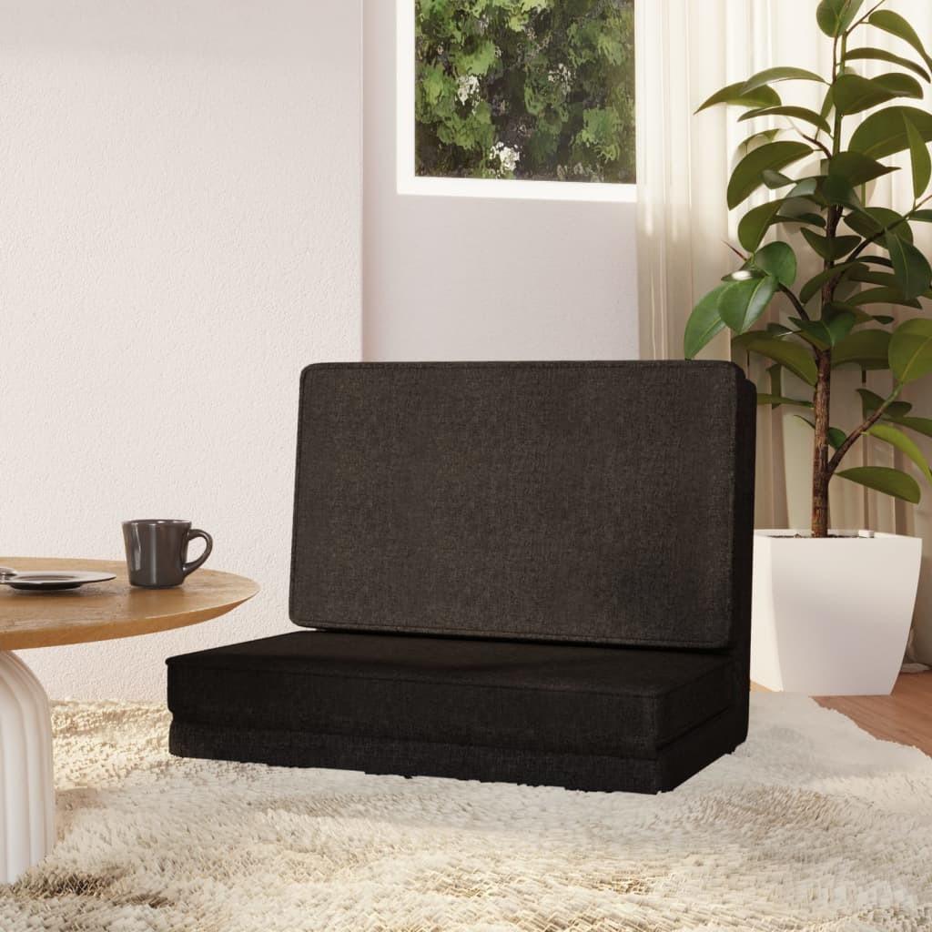 Foldbar gulvstol stof sort billede