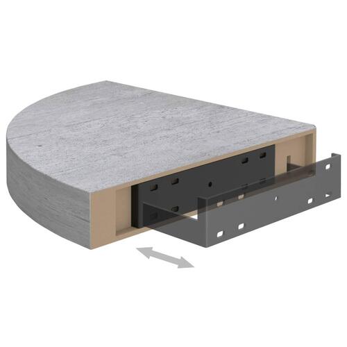 Hjørnehylde 35x35x3,8 cm MDF betongrå